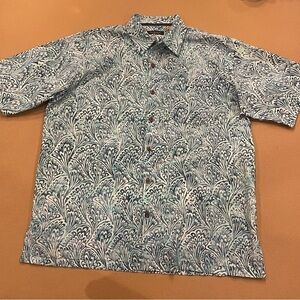 Pete Huntington Men’s Mayday Blue Hawaiian Button Down Short 100% Cotton XXL NWT